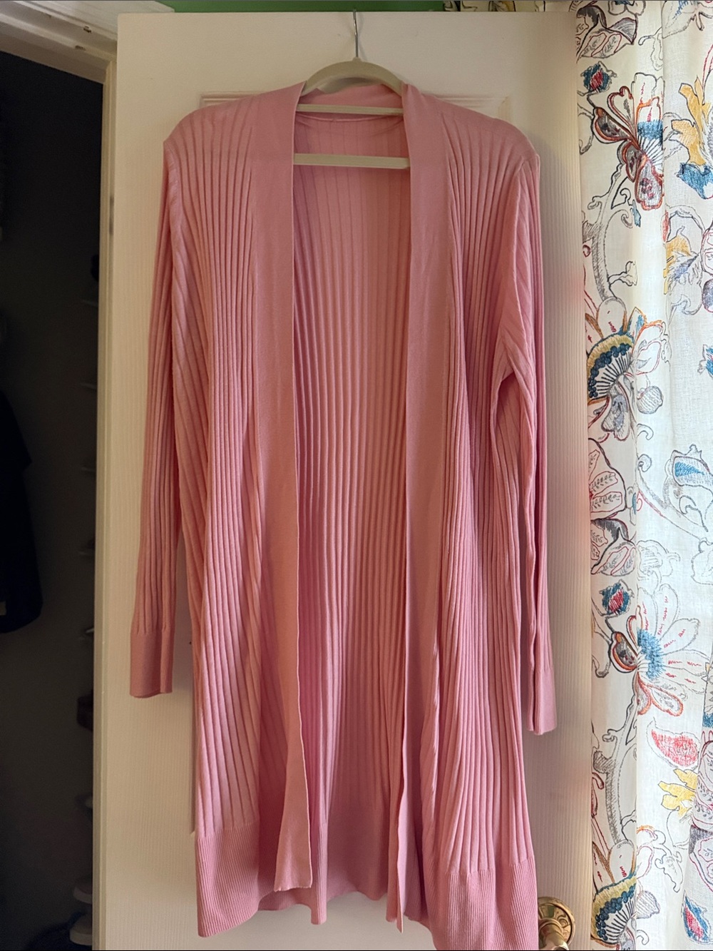 LOFT Pink Ribbed Open-Front Cardigan - Picture 5 of 5